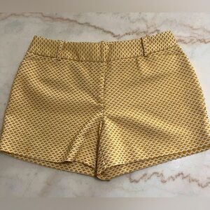 Cato Yellow And Cream Modern Print Polyester Fabric Shorts Size 12W 4” Inseam